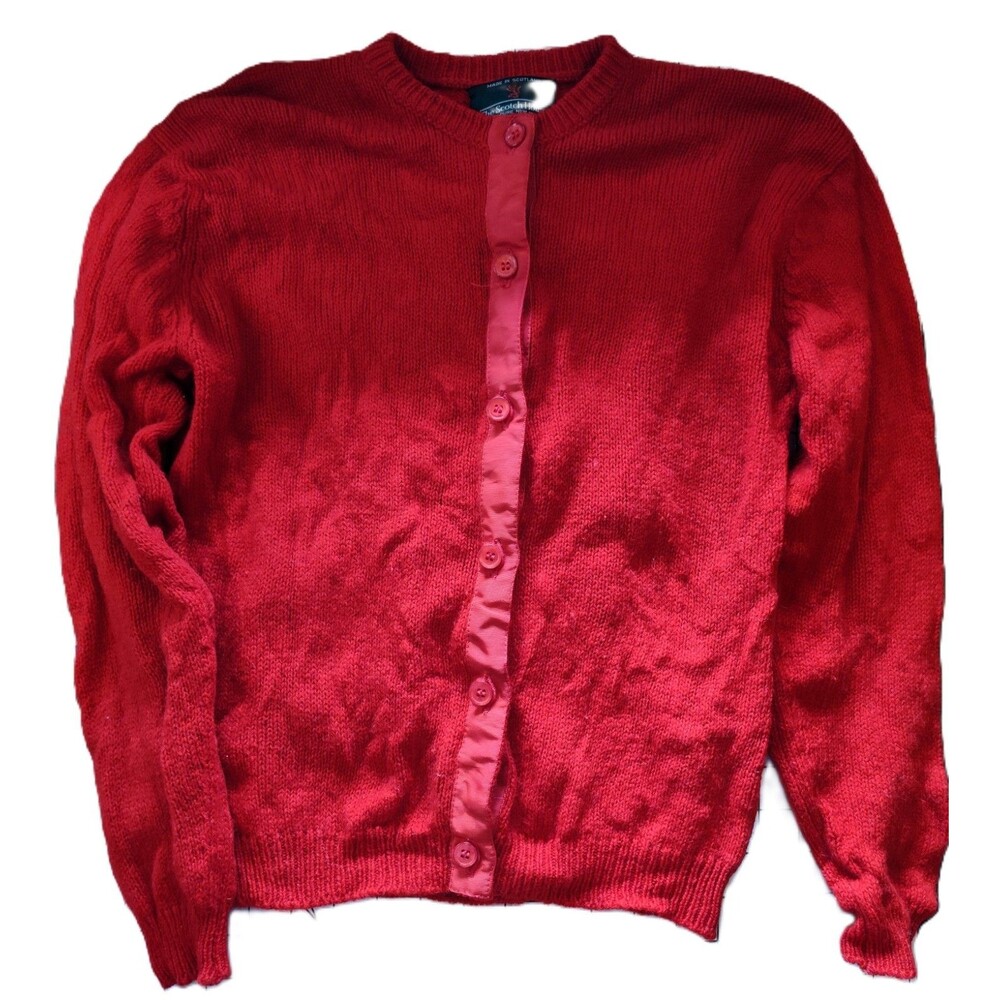 Vintage The Scotch House Kids Pure New Wool Sweater Red Sz10 M Made in Scotland